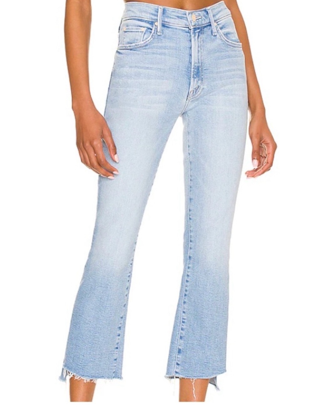 MOTHER Light Blue High-Rise Cropped Flare Jeans